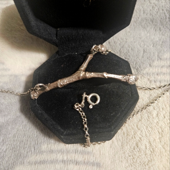 Pewter Handmade Twig Necklace - Picture 2 of 2